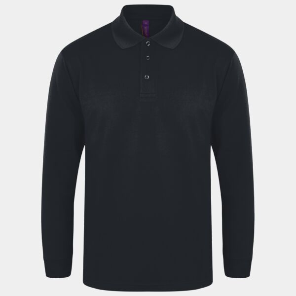 Henbury Unisex Long Sleeve Coolplus® Piqué Polo Shirt Thumbnail