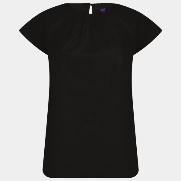 Henbury Ladies Pleat Front Short Sleeve Blouse Thumbnail